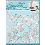 Room Decor Samolepicí dekorace na zeď Motýli s bílými krajkovými křídly a kamínky 10068 (40 x 31cm) – Hledejceny.cz