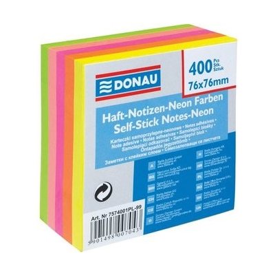Samolepicí bloček, 76x76 mm, 5x80 lístků, DONAU, neonové barvy – Hledejceny.cz