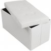 Taburet TecTake 400868 Box skládací s úložným prostorem bílá koženka