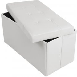 TecTake 400868 Box skládací s úložným prostorem bílá koženka