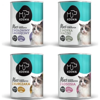 Koema Mousse pro kočičí zkušební balíček mix 4 příchutí 4 x 0,4 kg – Zboží Mobilmania
