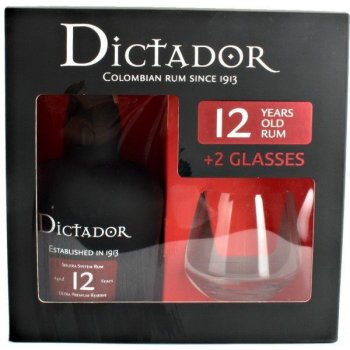 Dictador 12y 40% 0,7 l (dárkové balení 2 sklenice)