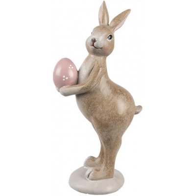 Dekorace hnědý králík s růžovým vajíčkem 6*8*18 cm – Hledejceny.cz