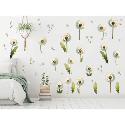 Nalepte.cz Pampelišky ve větru samolepka na zeď arch 75 x 50 cm – Zboží Dáma