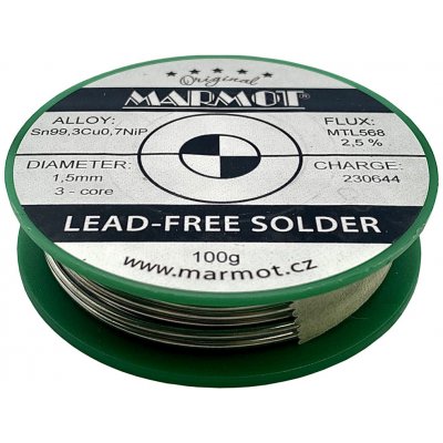 Bezolovnatá pájka MARMOT MTL 568 1.5mm 100g (Sn99.3Cu0.7NiP) – Hledejceny.cz