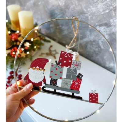 BoltzeXmas Vánoční svítící LED kruh skřítek Neposeda s dárky 30cm – Hledejceny.cz