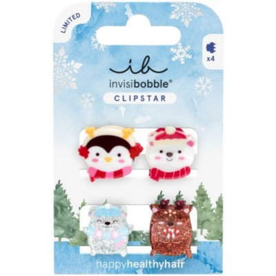 Invisibobble Clipstar Kids Cozy Snowy Friends 4 ks, Cozy Snowy Friends – Zboží Mobilmania