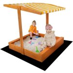 BABY MIX Dětské dřevěné pískoviště se stříškou hnědá – Zboží Dáma