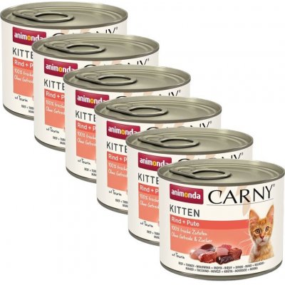 Carny Kitten Hovězí a krůtí 6 x 0,2 kg