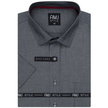 AMJ Comfort fit košile s krátkým rukávem VKR1119 šedá s jemným vzorem