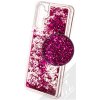 Pouzdro a kryt na mobilní telefon Samsung 1Mcz Liquid Hexagon Sparkle ochranné s přesépacím efektem třpytek Samsung Galaxy A04s, Galaxy A13 5G sytě růžové