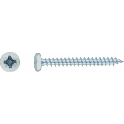 Uni vrut s půlkulatou hlavou PZ2 plný závit bíle pozinkovaný 4,5 x 20 mm, 20 ks – Hledejceny.cz