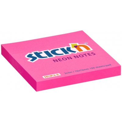 Bloček samolepicí Stick'n Hopax, 76x76 mm, neonově růžový, 100 lístků – Hledejceny.cz