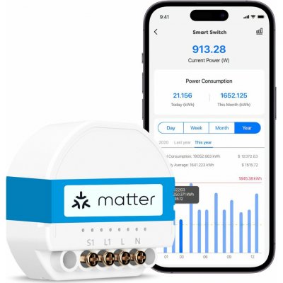 Meross Smart Wi-Fi Spínací Modul Pod Vypínač s Měřením Spotřeby, MSS815MA MEROSS-MSS815MA-UN – Zboží Živě