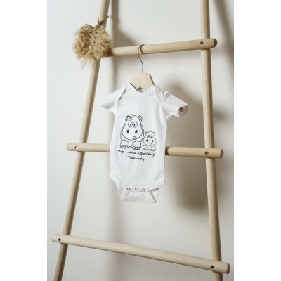 Černá na bílé bodyčko MOJE MÁMA NEPOTŘEBUJE TVOJE RADY dlouhý rukáv – Zboží Dáma