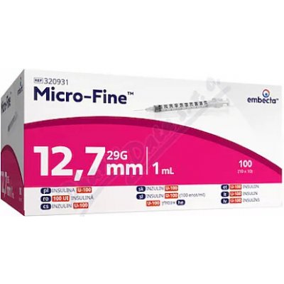 Embecta Micro-Fine U-100 inz.střík. 12,7 mm 1 ml100 ks – Zboží Dáma