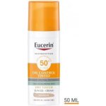 Eucerin Oil Control ochranný krémový gel na opalování na obličej SPF50+ středně tmavý 50 ml – Zboží Dáma