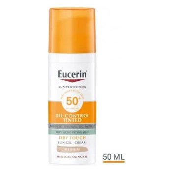 Eucerin Oil Control ochranný krémový gel na opalování na obličej SPF50+ středně tmavý 50 ml