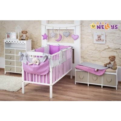 Baby Nellys souprava Be Love fialová/šedá 120 x 90 cm – Zboží Mobilmania