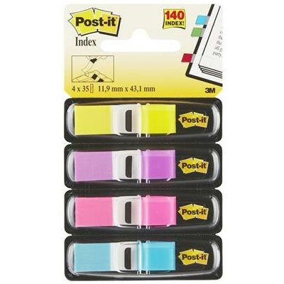 3M POSTIT Štítek, plastový, 4x35 listů, 11,9x43,2 mm, 3M POST-IT, pestré barvy 7000052572 – Hledejceny.cz