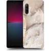 Pouzdro a kryt na mobilní telefon Sony Pouzdro Picasee silikonové Sony Xperia 10 IV 5G - Cream marble černé