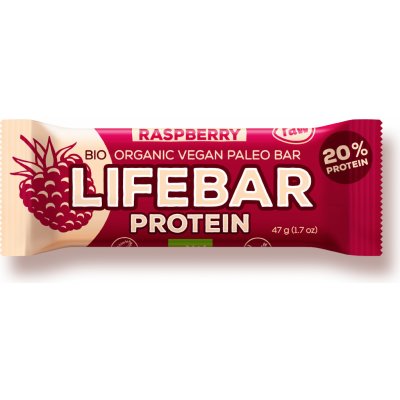 Lifefood Lifebar Protein bio tyčinka malinová 47 g – Zbozi.Blesk.cz