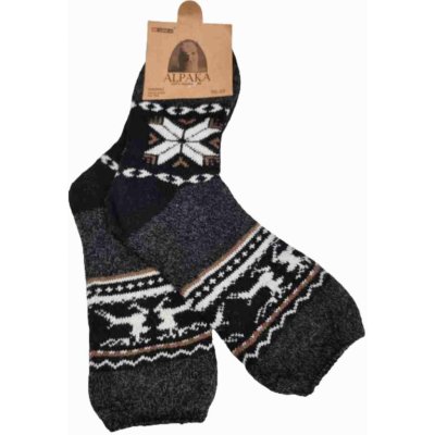 Alpaca dámské domácí vlněné ponožky sobík černá