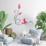 NSPIO Šablona na stěnu - Ornament s ptáčkem rozmery 120x90 cm – Zboží Dáma
