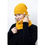 Italy fashion zimní set čepice a nákrčník hořčicová – Zboží Mobilmania