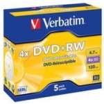 Verbatim DVD+RW 4,7GB 4x, jewel, 5ks (43229) – Zboží Živě
