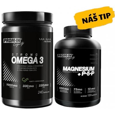 Prom-In Omega 3 Strong 240 kapslí + Magnesium+P5P 120 kapslí – Hledejceny.cz