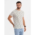 Krémové bavlněné tričko s potiskem písmen V1 TSFP-0225 – Zboží Dáma