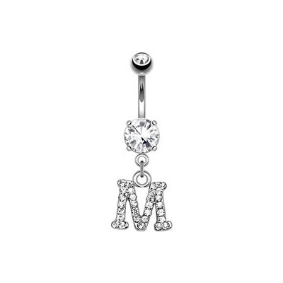 Šperky4U piercing do pupíku iniciála WP01216-M – Zboží Mobilmania