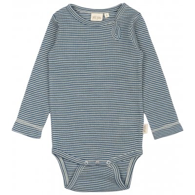 Merino body dětské dlouhý rukáv PP Dante PETIT PIAO modré Ensign blue dark off white – Zboží Dáma