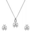 Šperky eshop stříbrná dvojdílná sada náušnice a náhrdelník motýlek s ozdobenými křidélky R24.08