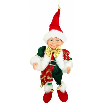 MagicHome Vianoce Dekorace MagicHome Vánoce, elf, textil, červeno-zelený, 14/35 cm – Hledejceny.cz