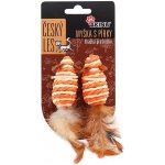 AK Český les myška s pírky pro kočky 2ks – Zboží Dáma