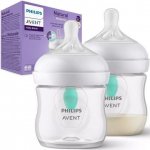 Avent láhve Natural Response průhledná dudlík s ventilem AirFree 2 ks 125 ml – Zboží Mobilmania