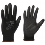 Rukavice pracovní z polyesteru polomáčené v polyuretanu GLOVE PE-PU 9, černé, velikost 9" – Hledejceny.cz