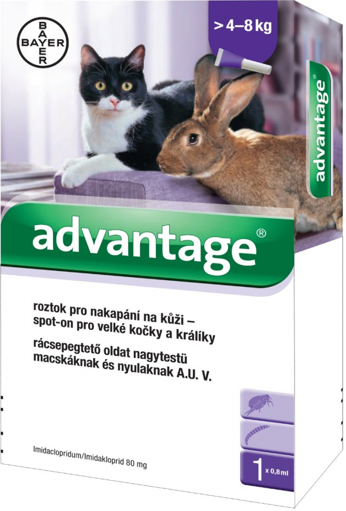 Advantage Spot-on pro malé kočky a králíky 80 mg 4 x 0,8 ml od 123 Kč -  Heureka.cz