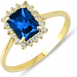 Lillian Vassago Zlatý prsten se safírem a zirkony LLV22 GR042YS