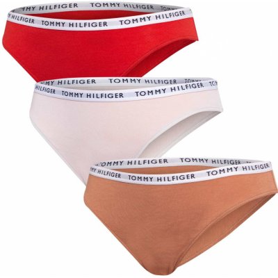 Tommy Hilfiger 3Pack tanga kalhotky UW0UW028280R2 Hnědá /červená/Ecru – Zbozi.Blesk.cz