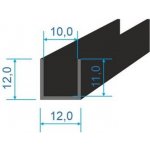 00535106 Pryžový profil tvaru "U", 12x12/10mm, 70°Sh, EPDM, -40°C/+100°C, černý – Hledejceny.cz