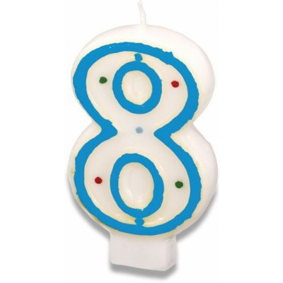 Amscan Narozeninová svíčka 7,3cm s puntíčky číslo 8 – Zbozi.Blesk.cz