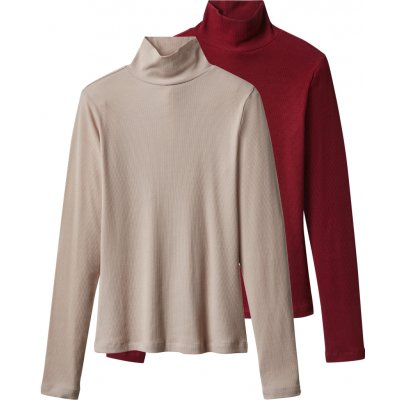 esmara Dámský žebrovaný rolák 2 kusy červená béžová – Hledejceny.cz