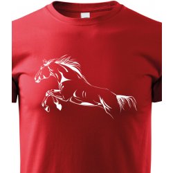 Canvas dětské tričko Kůň skok červená