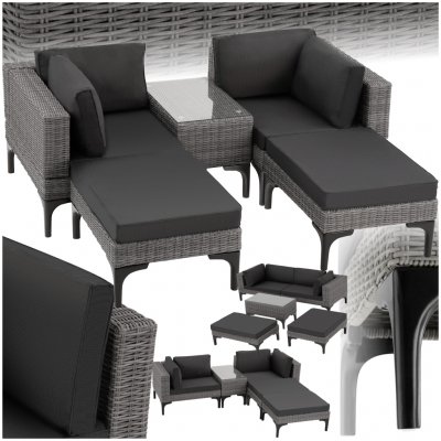 tectake 404796 ratanový set bellaria s hliníkovým rámem šedá – Hledejceny.cz