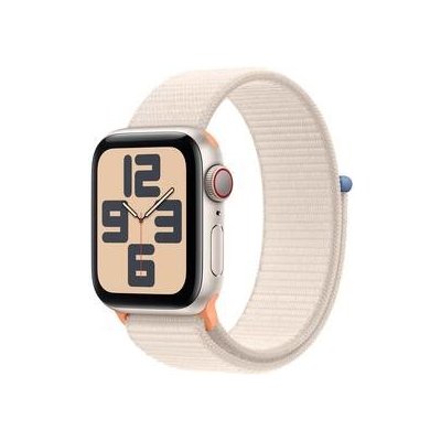 Chytré hodinky Apple Watch SE 2023 GPS + Cellular 44mm pouzdro z hvezdně bílého hliníku - hvězdně bílý provlékací sportovní řemínek (MRH23QC/A)
