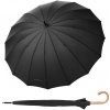 Deštník Bugatti Doorman černý luxusní pánský holový deštník s dřevěnou rukojetí černý