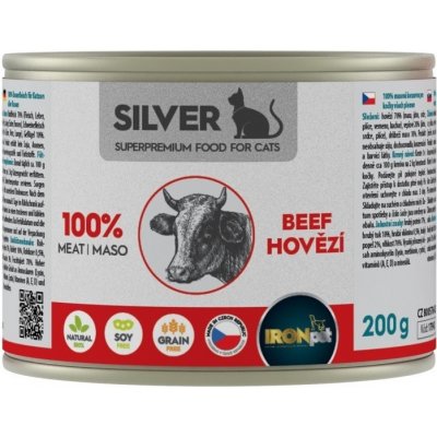 IRONpet Silver Cat Hovězí 100% masa 3 x 200 g – Zboží Mobilmania